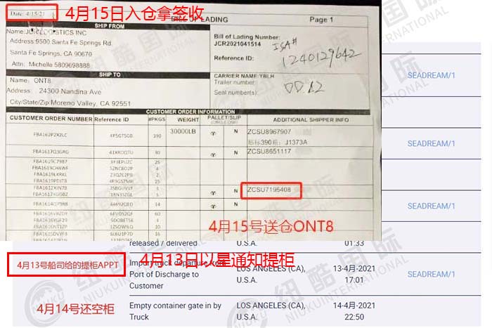 到美國ONT8多少天，尾端卡派提柜到入倉2天時效