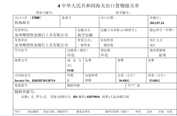 出口報關(guān)報關(guān)單